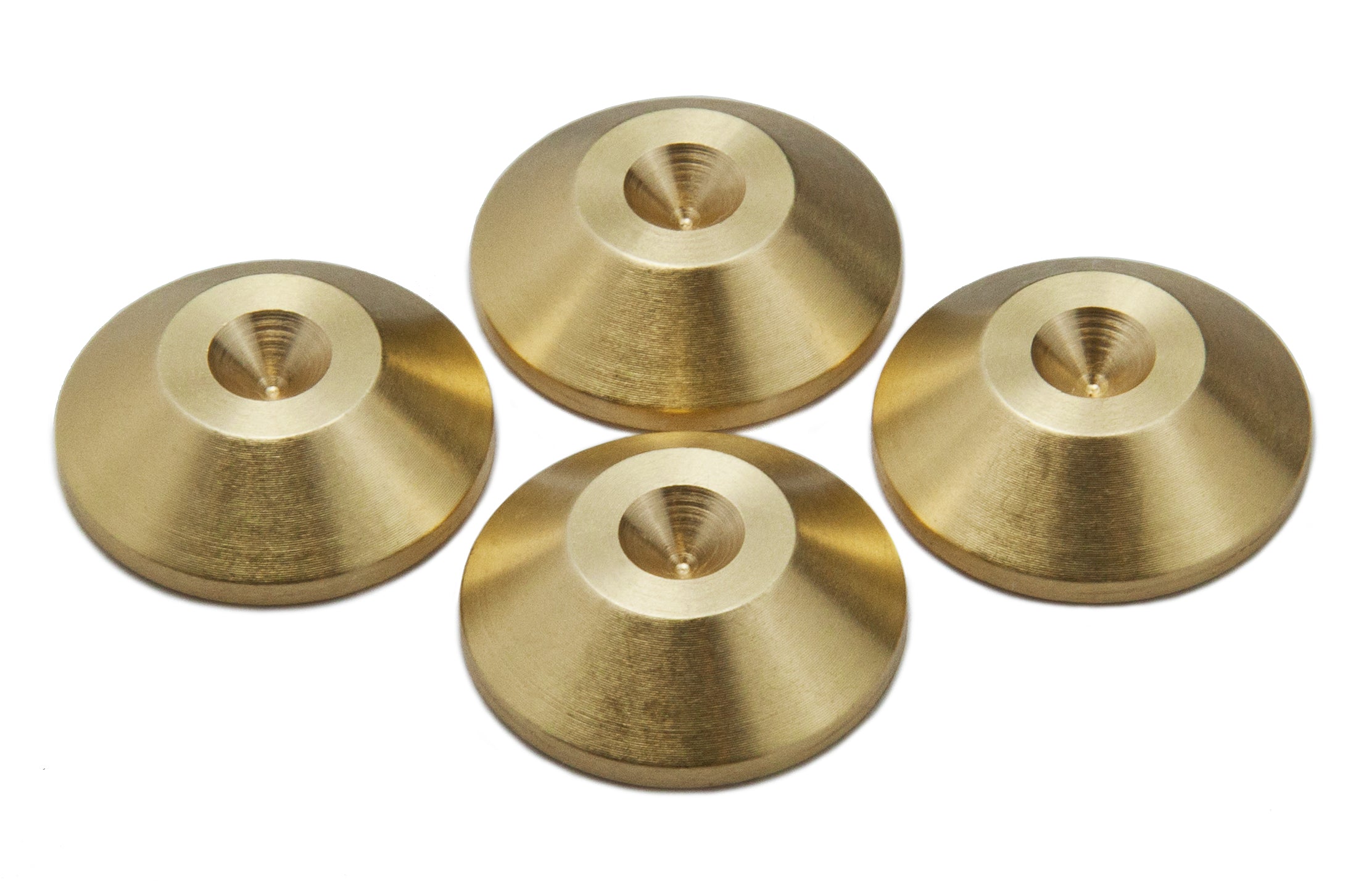 PrecisionGeek® Brass Speaker Spike Pads 20mm CONED – CNC Machined Brass Mo58 Isolation Discs 6mm, Set of 4